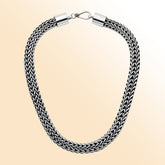 Handmade sterling silver 15mm Balinese chain necklace with bold woven artisan design